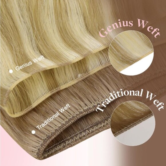 HUMAN HAIR genius weft 22” 60g platinum extensions - Picture 5 of 9